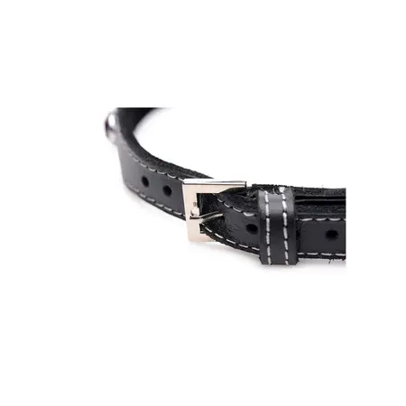 Royal Vixen Leather Collar with Rhinestones Adjustable Black-Purple 18.5in