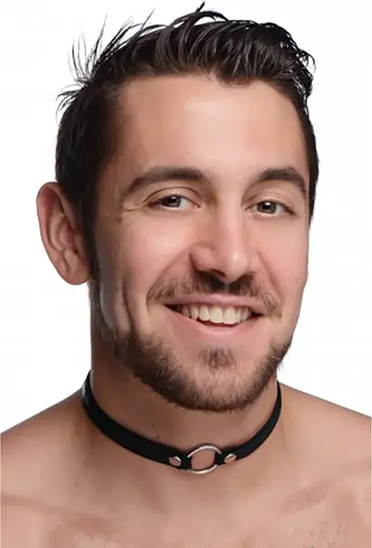 Master Series Slim Leather Collar with Nickel-Free O-Ring, Adjustable Fit