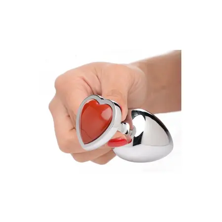 XR Brands Red Jasper Heart Aluminum Model Large - Decorative Plug