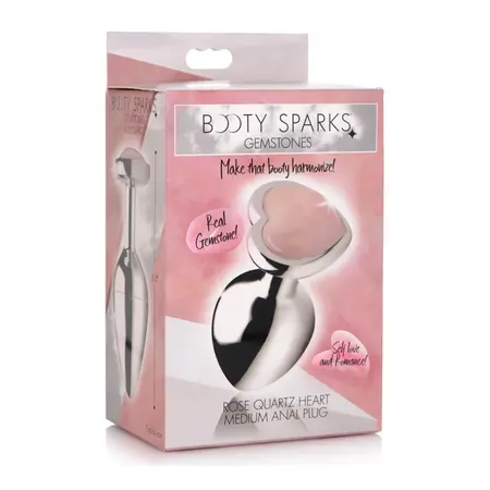 Master Series Rose Quartz Heart Medium Plug - Aluminum & Gemstone Pink
