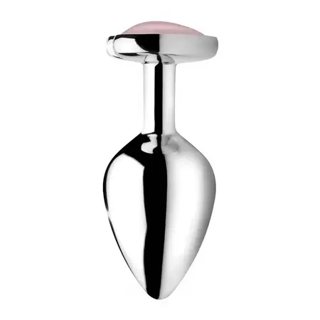 Master Series Rose Quartz Heart Medium Plug - Aluminum & Gemstone Pink