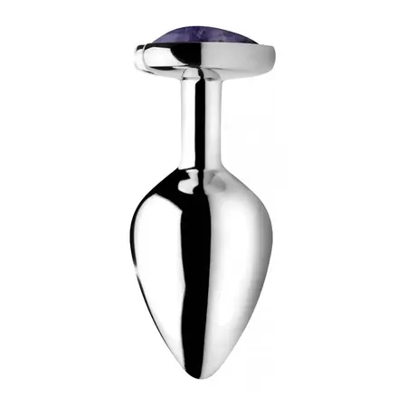 XR Brands Amethyst Heart Medium Intimate Plug - Aluminum & Gemstone