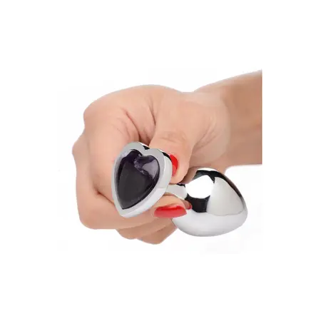 XR Brands Amethyst Heart Medium Intimate Plug - Aluminum & Gemstone