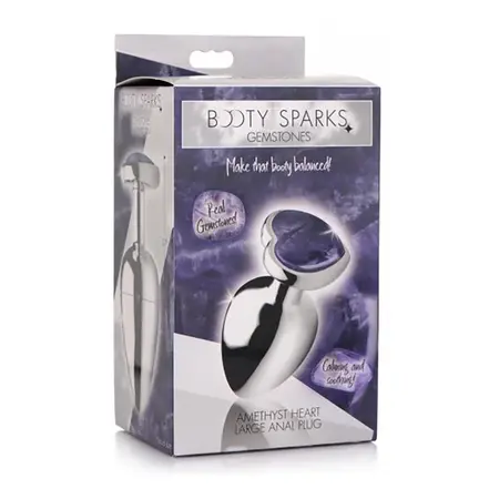 XR Brands Amethyst Heart Plug Large - Aluminum & Amethyst, 3.3'' Purple