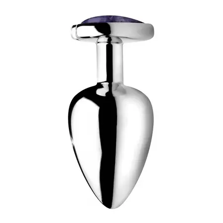 XR Brands Amethyst Heart Plug Large - Aluminum & Amethyst, 3.3'' Purple
