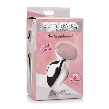 XR Brands Rose Quartz Gem Intimate Plug Large - Pink & Metal