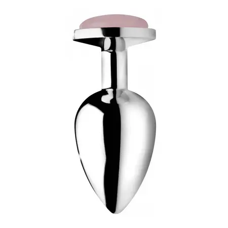 XR Brands Rose Quartz Gem Intimate Plug Large - Pink & Metal