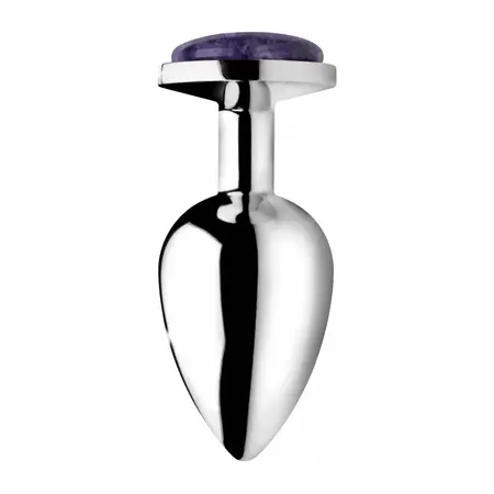 XR Brands Large Aluminum Intimate Plug with Amethyst Gem, Purple
