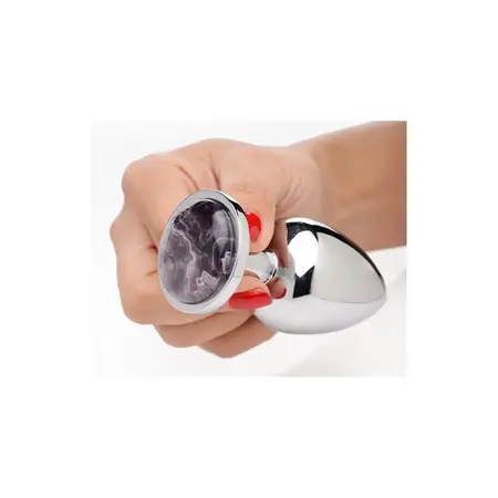 XR Brands Large Aluminum Intimate Plug with Amethyst Gem, Purple
