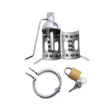 Master Series Spiked Chamber Stainless Steel Chastity Device 3.38in