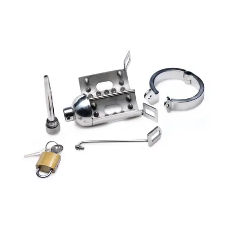 Master Series Spiked Chamber Stainless Steel Chastity Device 3.38in