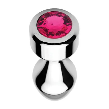 XR Brands Weighted Aluminum Plug Large Pink Gemstone Base