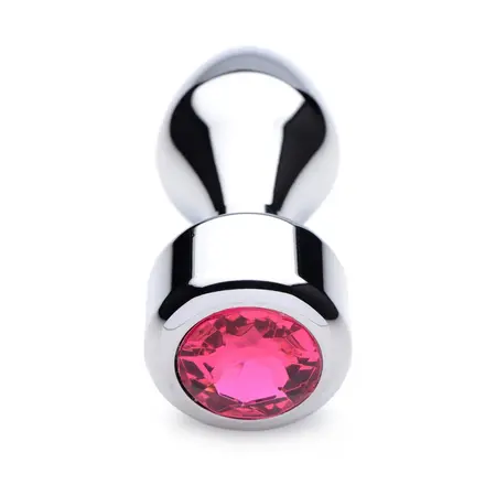 XR Brands Weighted Aluminum Plug Large Pink Gemstone Base