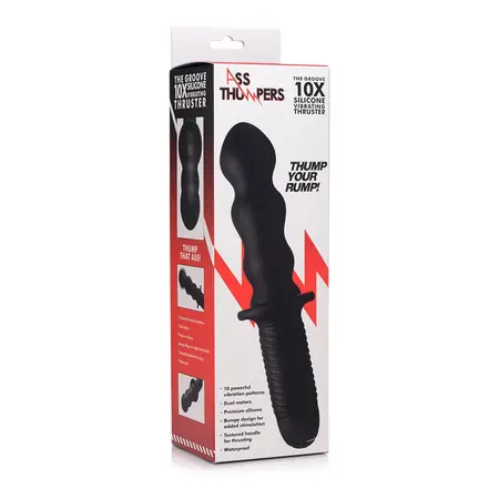XR Brands The Groove Silicone Massager with Ergonomic Handle Black