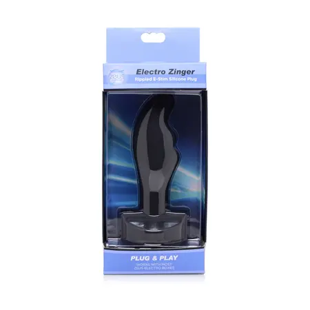 Zeus Electro Zinger Rebrasti Silikonski E-Stim Čep - Provodni, Srednji