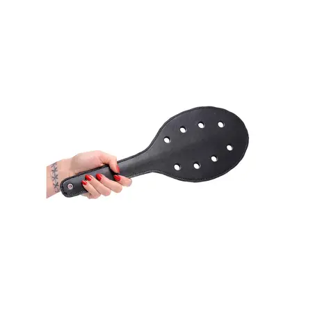 Master Series Rounded Paddle PU Leather Black 40cm with Airflow Holes