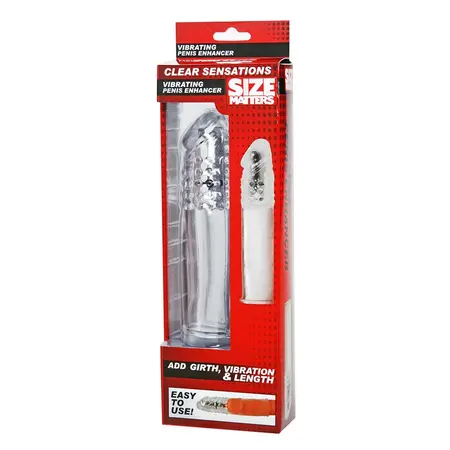 XR Brands Hunky Junk Vibrating Enhancement Sleeve Clear 7in