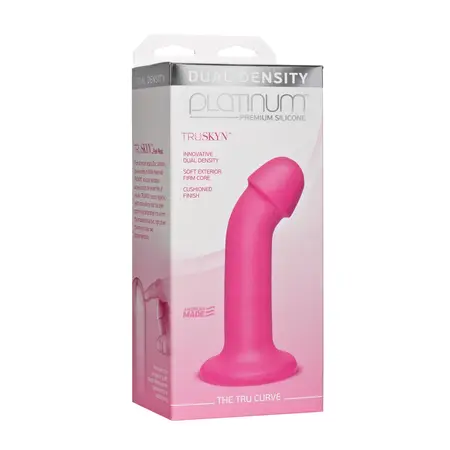 Doc Johnson The Tru Curve Platinski silikonski intimni model 15,2 cm, zakrivljeni, roze