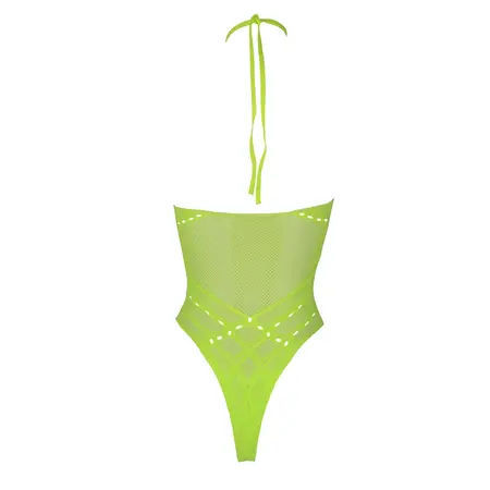 Neon Lingerie Bodysuit od Shots - Halter Vrat, UV Reaktivan, Neon Zelen