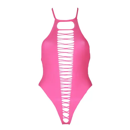 NEON High-Cut UV Aktivni Bodysuit Neon Roze Rastegljiv XS-XXXXL