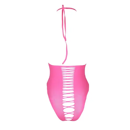 Neon High-Cut Bodysuit od Shots - UV Reaktivan, Rastegljiv, Neon Roze/Zelen