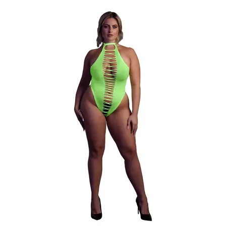 NEON High-Cut Body UV-Aktivirani Rastegljiv Neon Roze Veličina XS/XL