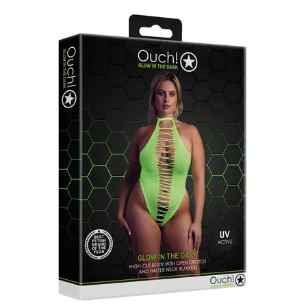 NEON High-Cut Body UV-Aktivirani Rastegljiv Neon Roze Veličina XS/XL