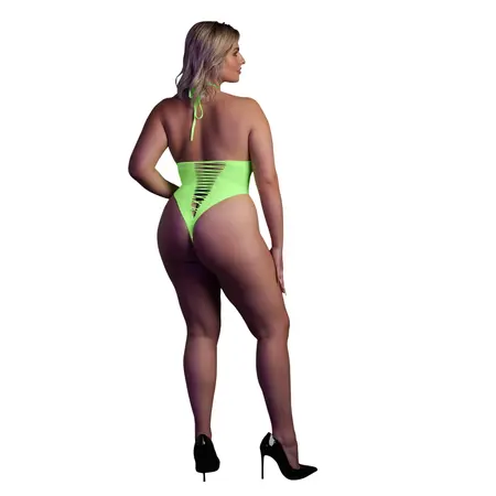 NEON High-Cut Body UV-Aktivirani Rastegljiv Neon Roze Veličina XS/XL