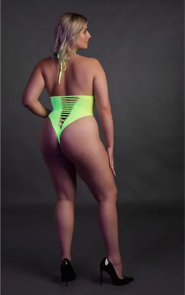 NEON High-Cut Body UV-Aktivirani Rastegljiv Neon Roze Veličina XS/XL