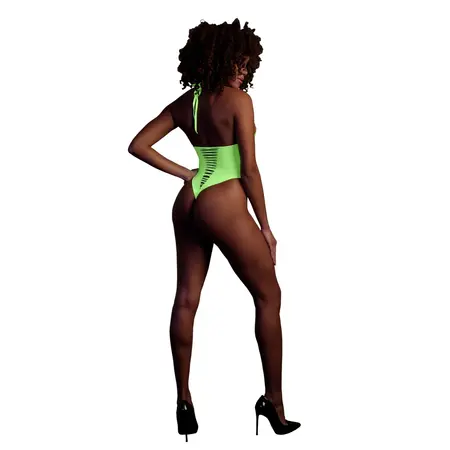 NEON High-Cut UV-Aktivirani Bodysuit, Neon Roze, Fleksibilan Kroj