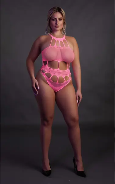 OUCH! Neon Body UV-Aktivirani Grčki Dekolte Neon Roze XS/XL