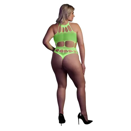 OUCH! Neon Body sa Grčkim Dekoltom UV Reaktivan - Neon Roze, Veličina XS/XL