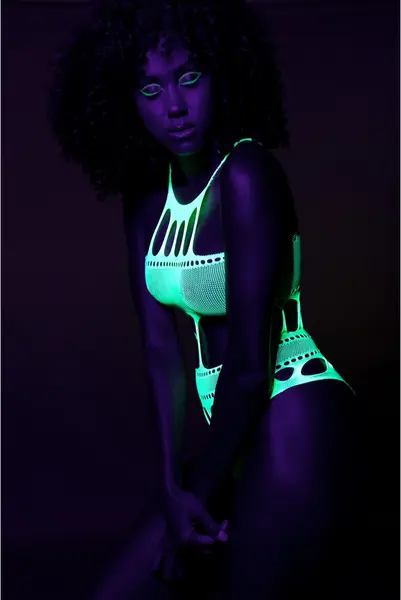 OUCH! Neon Body sa Grčkim Dekoltom UV-Aktiviran Roze XS/XL