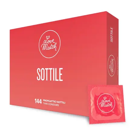 Love Match Sottile Ultra-Thin Latex Condoms 144-Pack, Natural Color