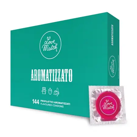 Love Match Aromatizzato Flavored Condoms 144-Pack Chocolate Strawberry Banana