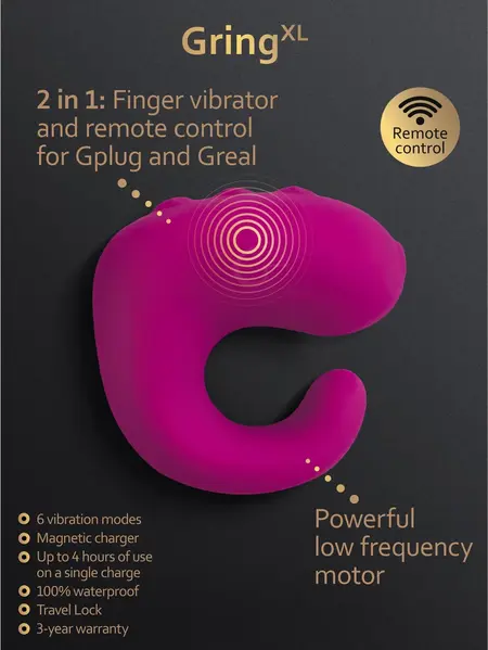 Gvibe G-Ring XL Sweet Raspberry multifunkcionalni vibrirajući prsten XL veličine