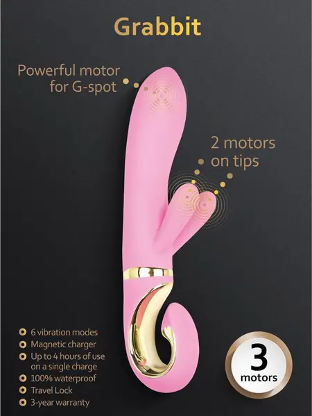 Gvibe Grabbit intimni masažer Candy Pink sa tri motora