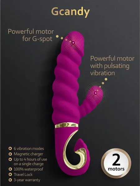 Gvibe Gcandy Sweet Raspberry Dual-Action Intimate Device, Bioskin, Pink