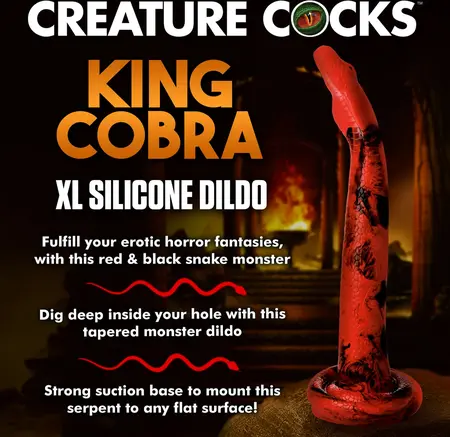 XR Brands King Cobra Silicone Model 18/45 cm Red/Black, Suction Base