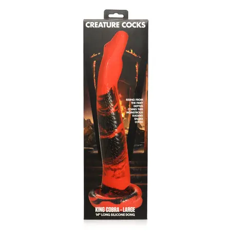 XR Brands King Cobra Silicone Intimate Device 36cm Red/Black Suction Base