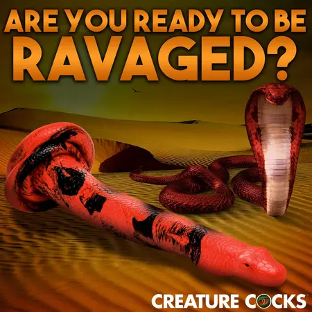 XR Brands King Cobra Silicone Intimate Device 36cm Red/Black Suction Base
