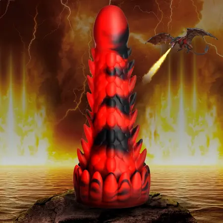 Demon Rising Scaly Dragon Intimate Silicone Model Red/Black Large