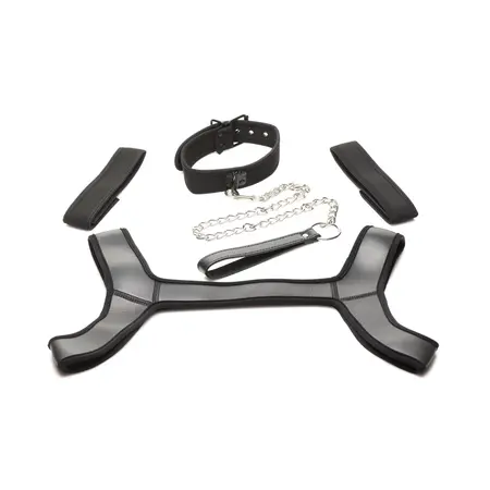 XR Brands Full Pup Gear Set crni - neoprenska maska, pojas i pribor
