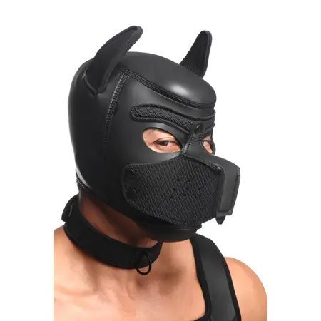 XR Brands Full Pup Gear Set crni - neoprenska maska, pojas i pribor