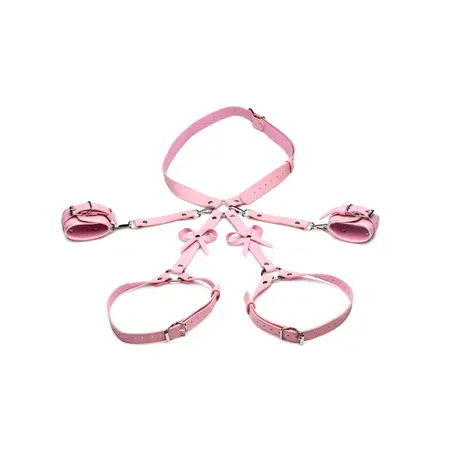 Sportsheets Body Harness with Decorative Bows XL/2XL Pink Vegan Leather