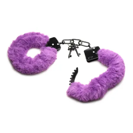 XR Brands Cuffed in Fur podesive krzneno lisice ljubičaste boje