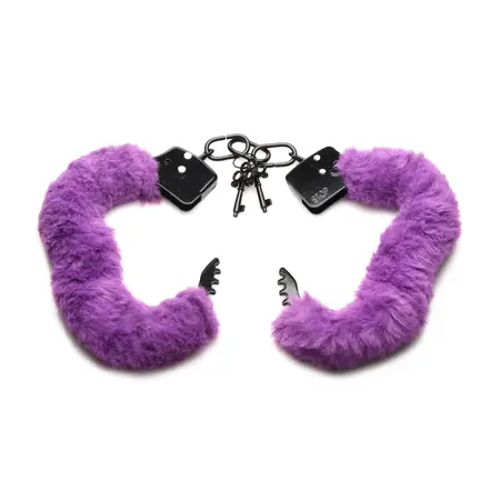 XR Brands Cuffed in Fur podesive krzneno lisice ljubičaste boje