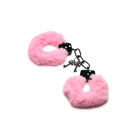 Cuffed in Fur roze podesive krzneno lisice sa metalnim jezgrom