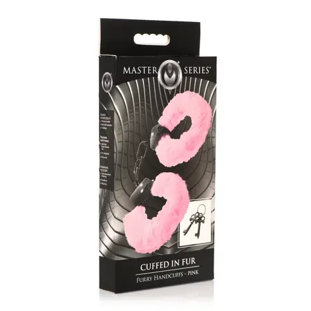 Cuffed in Fur roze podesive krzneno lisice sa metalnim jezgrom