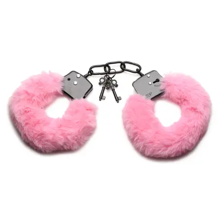 Cuffed in Fur roze podesive krzneno lisice sa metalnim jezgrom